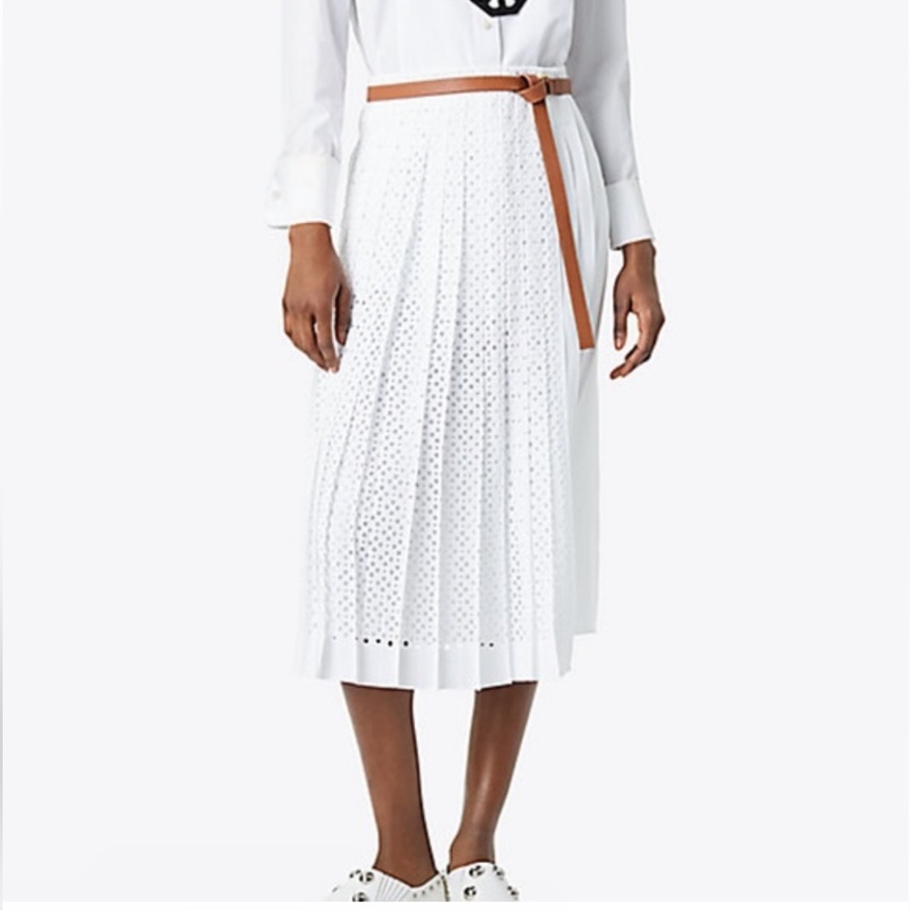 Tory Burch Elegant White Pleated Skirt